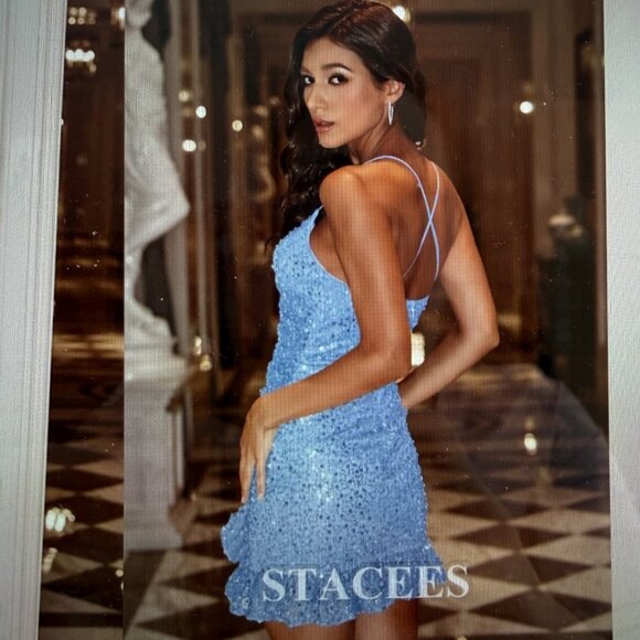 NEW - Blue Sequin and Sheath Mini Dress (size 4) - Picture 2 of 3